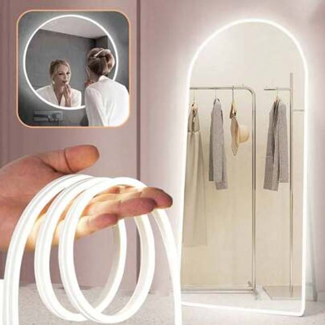 SHEIN 1m/2m/3m/4m/5m USB Flexible LED Neon Decorative Light Strip, Dimmable Atmosphere Lamp For Live Streaming, Makeup Mirror, Bathroom, Touch Switch