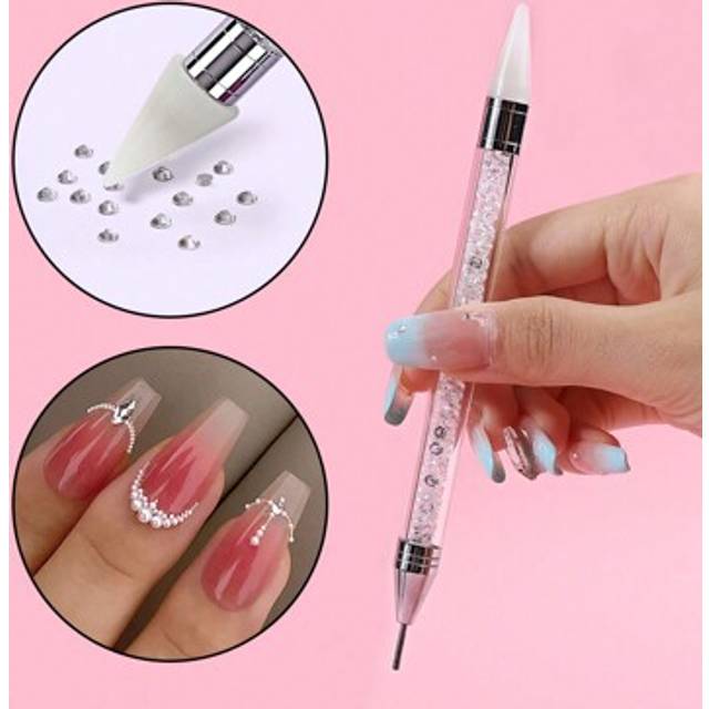 SHEIN Nail Art Dot Diamond Crayon Wax Head Comes With Sticky Dot Drill Remover And Suction Pen Dot Bead Jewelry Tool Pen Double-ended Dot Bead Pen Wax Head