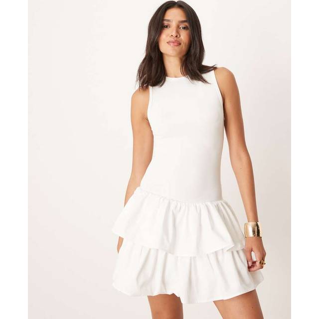 Sister Jane Tiered Ruffle Hem Mini Dress, Ivory