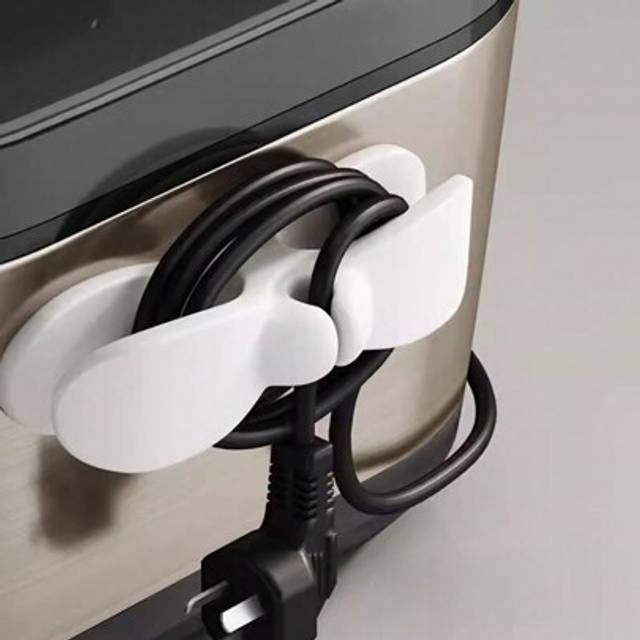 SHEIN 1PC/5pcs White Electrical Wire Storage, Wire Management, Kitchen Plug Fixer, Wire Clip, Household Wall Sticker, Punch-Free Power Winder