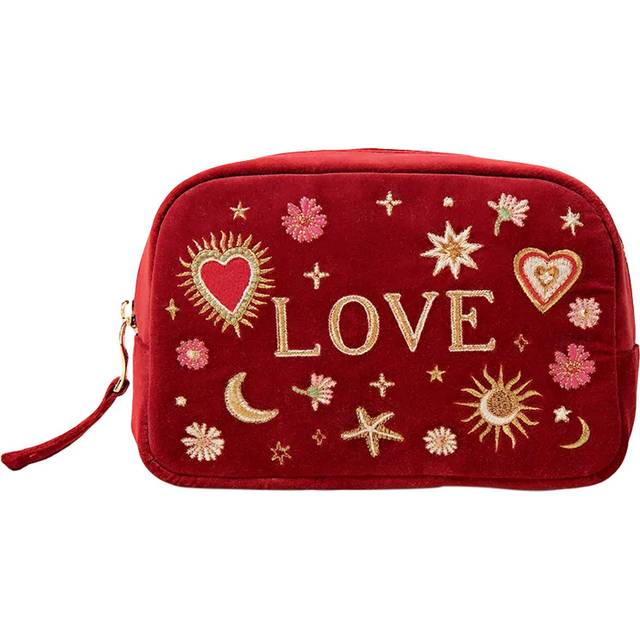 Elizabeth Scarlett Love Charm Pure Organic Cotton Make Up Bag, Red