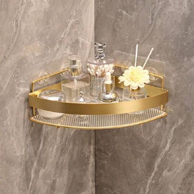 SHEIN Triangular Bathroom Shelf, Wall Mount Storage Rack For Toilet, Shower Room, No Drilling Required Home Bathroom Decor Bathroom Organizer Summer Back To