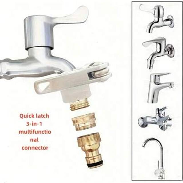 SHEIN 3-In-1 Quick-Connect Garden Hose With Faucet Adapter, Brass Faucet Connector, Suitable For Multiple Scenarios