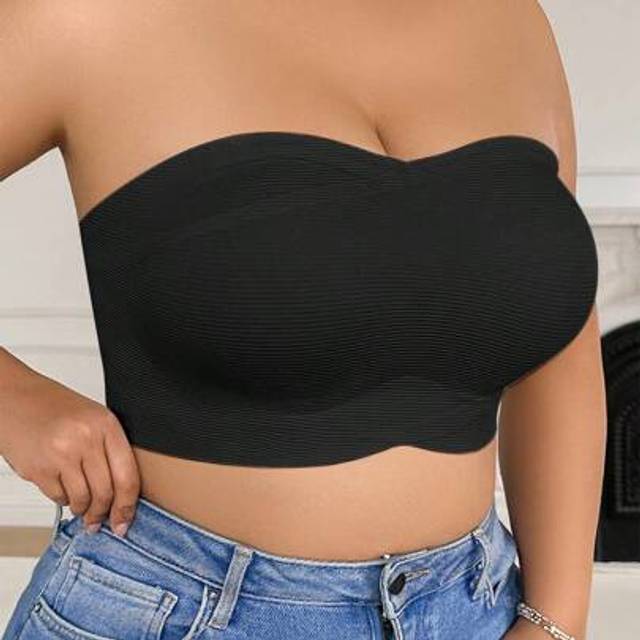 SHEIN Women Plus Size Seamless Bra Wireless, Gathering, Non-Slip, Simple & Comfortable