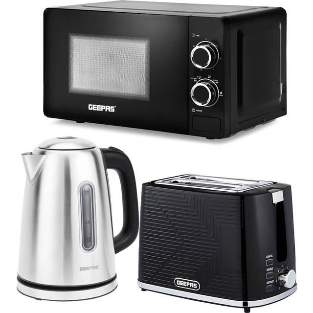 Kettle Toaster and Microwave Set - Black - One Size