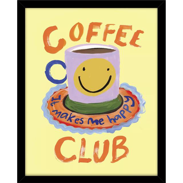 John Lewis Eleanor Bowmer 'Coffee Club' Framed Print, 32 x 26cm, Yellow/Multi