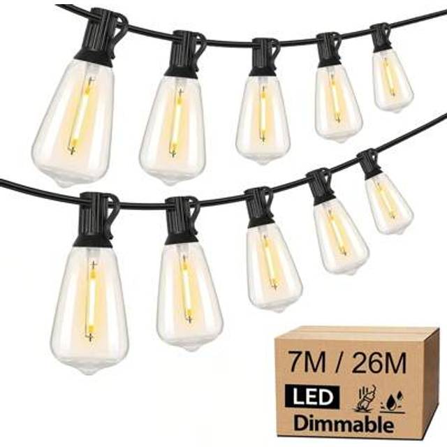 SHEIN LED Outdoor String Lights,Festoon Patio Lights With ST38 Dimmable Bulbs,EU Plug,Outdoor Hanging Lights For Porch Camping Party Garden Terrace Street W