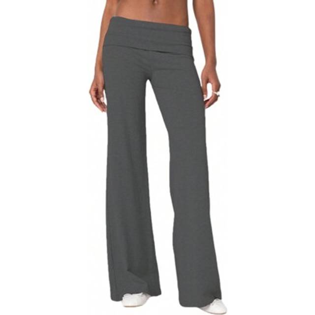 SHEIN Women&#39;s Flare Leggings Fold Over Yoga Pants Flared Leggings Bell Bottom Y2K Low Rise Wide Leg Lounge Sweatpants