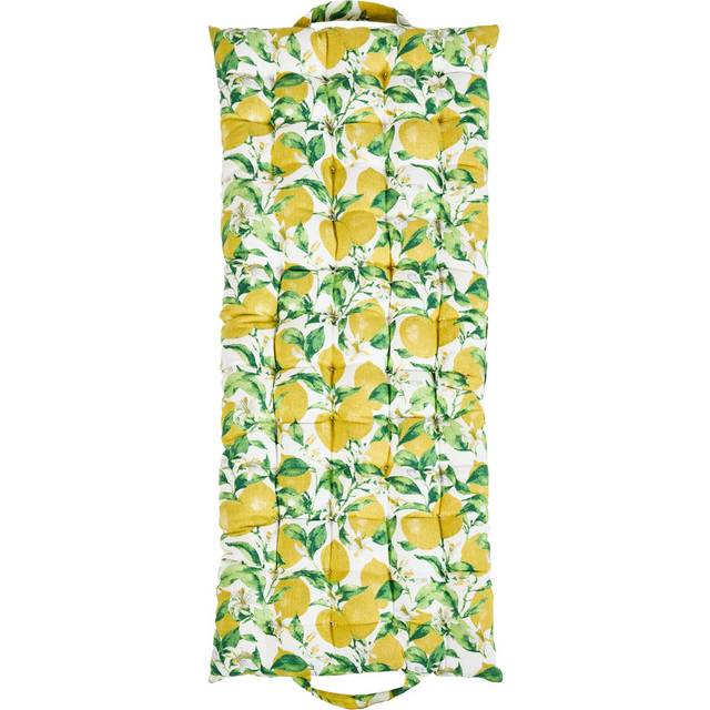 Lemon Patterned Outdoor Garnde Bench Seat Pad Mattress - Yellow (100cm W)