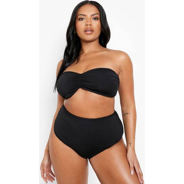 Womens Plus High Waist Bandeau Bikini Set - Black - 16, Black