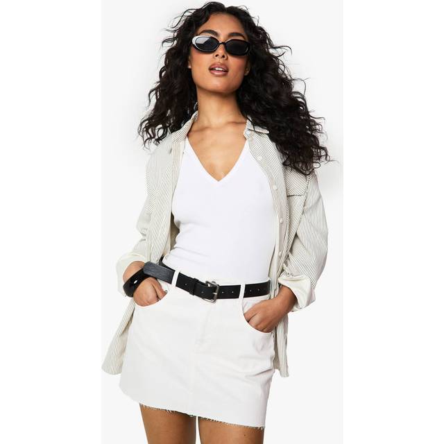 Womens Rib V Neck vest Top - White - 12