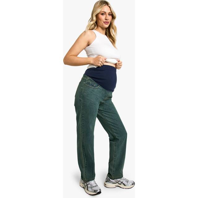 Womens Maternity Over The Bump Mom Jeans - Blue - 16, Blue