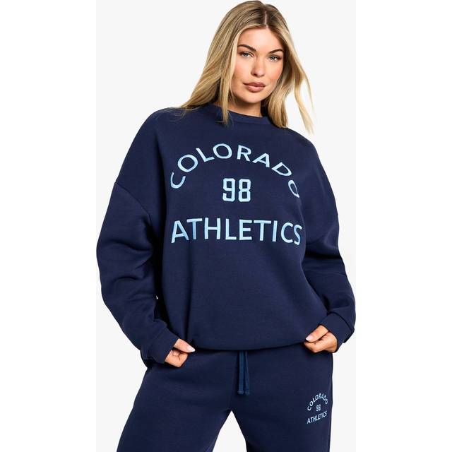 Womens Colorado Athletics Embroidered Crew Neck Oversized Sweatshirt - Navy - XS