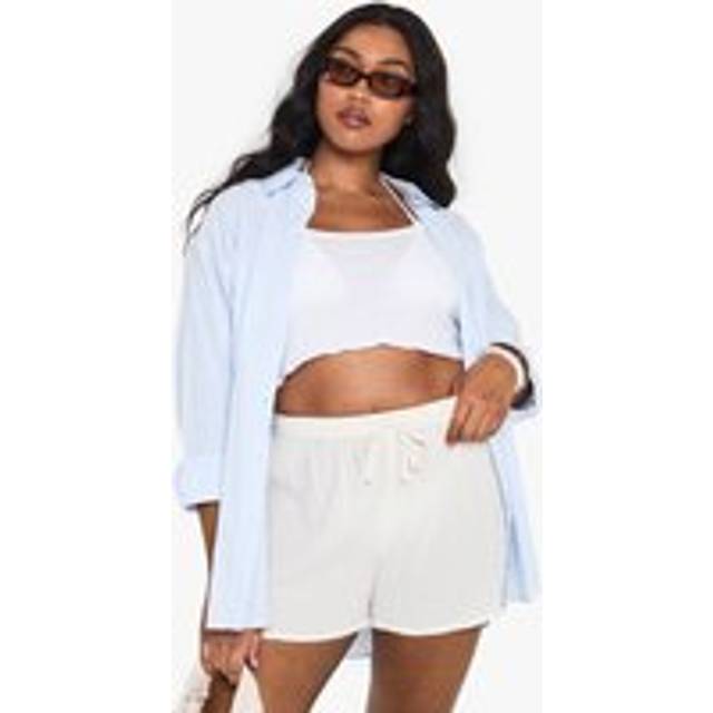 Womens Plus Cheesecloth Beach Shorts - Cream - 16, Cream