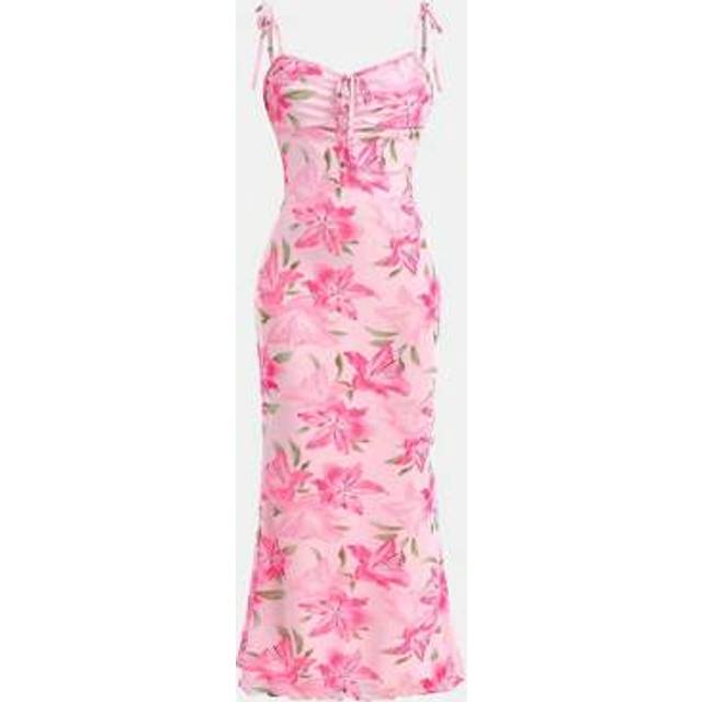 SHEIN Floral Print Spaghetti Strap Maxi Dress With Fish Tail Hem For Tween Girls, Elegant & Vacation Style Pink Floral Maxi Dress Girls Girls Floral Summer