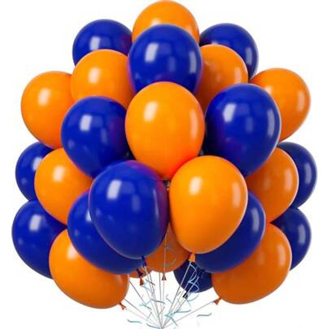 SHEIN 20/30pcs Blue And Orange Balloons, 10-Inch Blue And Orange Latex Balloons, Blue And Orange Party Balloons Suitable For Birthday, Shower, Bridal, Engag