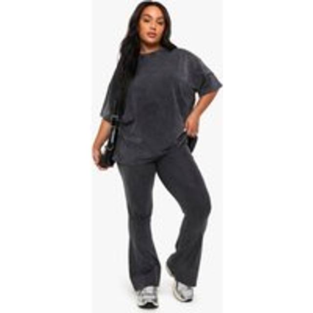 Womens Plus Acid Wash Flared Legging - Grey - 18, Grey