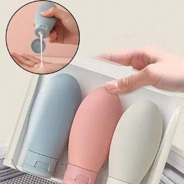 SHEIN 3Pcs/Set Travel Bottle Set, Squeezable Design, Portable, Leak-Proof, Reusable, Refillable Cosmetic Containers For Toiletries, Shampoo, Shower Gel And