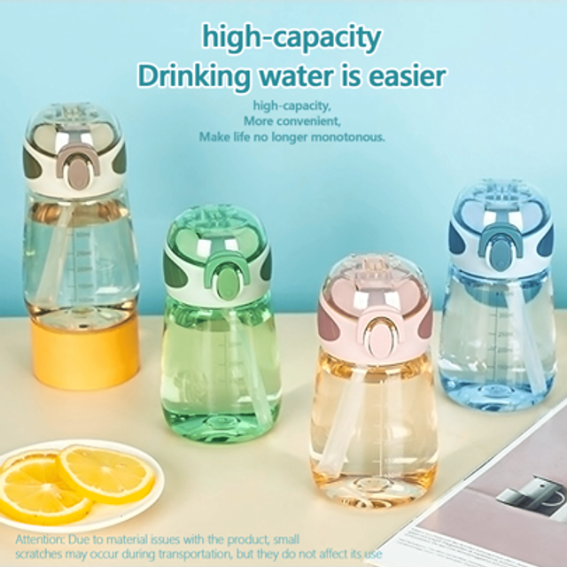 SHEIN 1pc 400ml Large Capacity Straw Water Bottle, Portable Cute Mini Big Belly Cup, Minimalist Graduated Straw Mug, With Handle Thickened Anti-Drop Water C