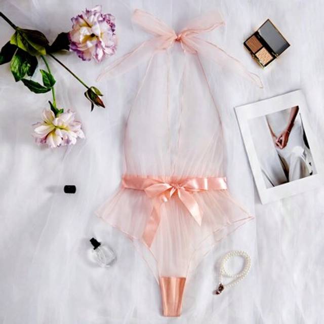 SHEIN Sexy Mesh Bodysuit Valentine&#39;s Day Collection Lingerie