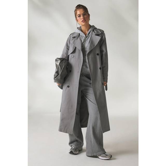 Womens Belted Trench Coat - Grey - 10, Grey