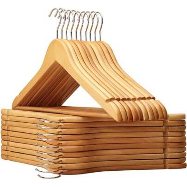 SHEIN Natural Wooden Clothes Hanger, Walnut Brown Color, Wide Design, Suitable For Wardrobe, Bedroom, Bathroom, Clothing Store, Hotel - For Tops, Dresses, P