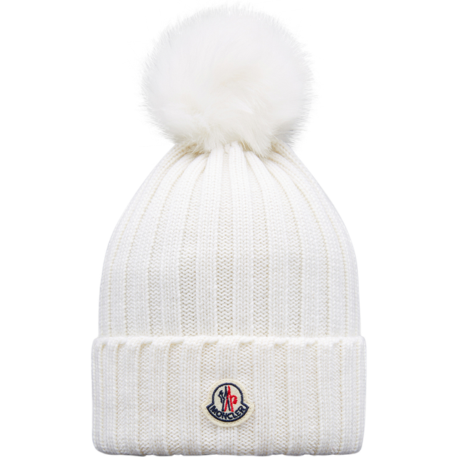 MONCLER Pom Pom Bobble Hat - White