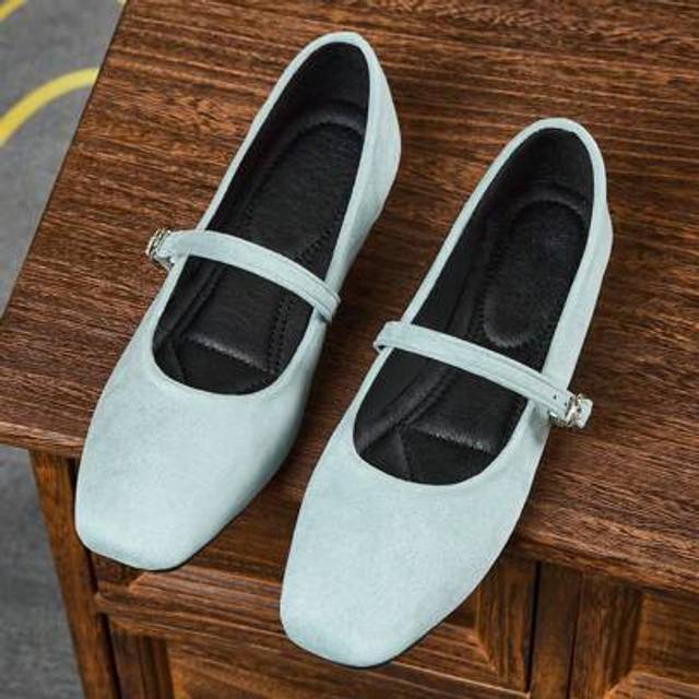 SHEIN Women&#39;s Fashionable Square Toe Slip-On Black Shoes, Casual Versatile Office Wear, Outdoor, High Quality Spring/Summer Flat Mary Jane Ballet Flats, Red