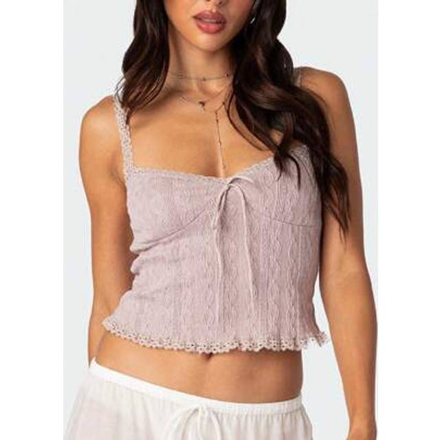 SHEIN Women Lace Trim Camisole Spaghetti Strap Tank Tops Sleeveless Cami Shirt Summer Going Out Top