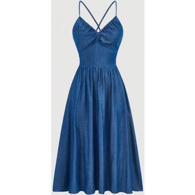 SHEIN Summer Denim Effect Cutout Strappy Dress