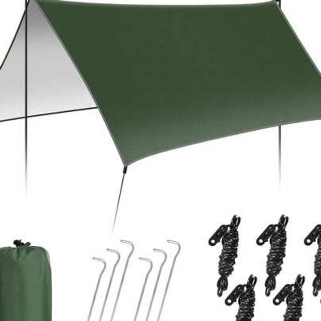 SHEIN COSANSYS Hammock Rain Fly Tent Tarp 300 X 300cm - PU3000MM-Anti-UV, Lightweight Waterproof Camping Shelter For Outdoor, Travel, Sunshade, Rain, Hammoc