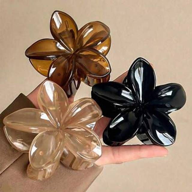 SHEIN 3pcs/1pc Summer Hawaiian Flower Hair Clips, Solid Color Hibiscus Hair Clips, Suitable For Fine Hair, Adorable Hair Clips, Suitable For Thick Hair, Tro