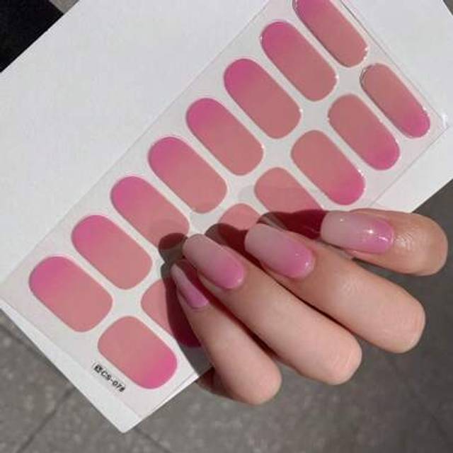 SHEIN 1pc New Ombre Color Nail Art Stickers, Full Cover Nail Wraps, Waterproof Removable Nail Decals, Women Nail Art, Lady Self-Adhesive Nail Stickers, Easy