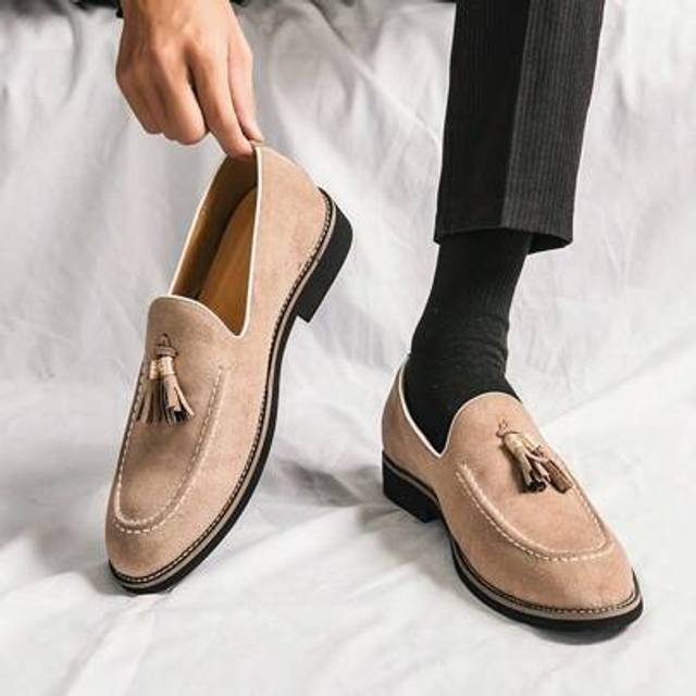 SHEIN Men&#39;s Casual Slip-On Loafers, Fashionable Suede Fringe Boat Shoes, Business Work Daily Moccasins, Year-Round Men&#39;s Shoes