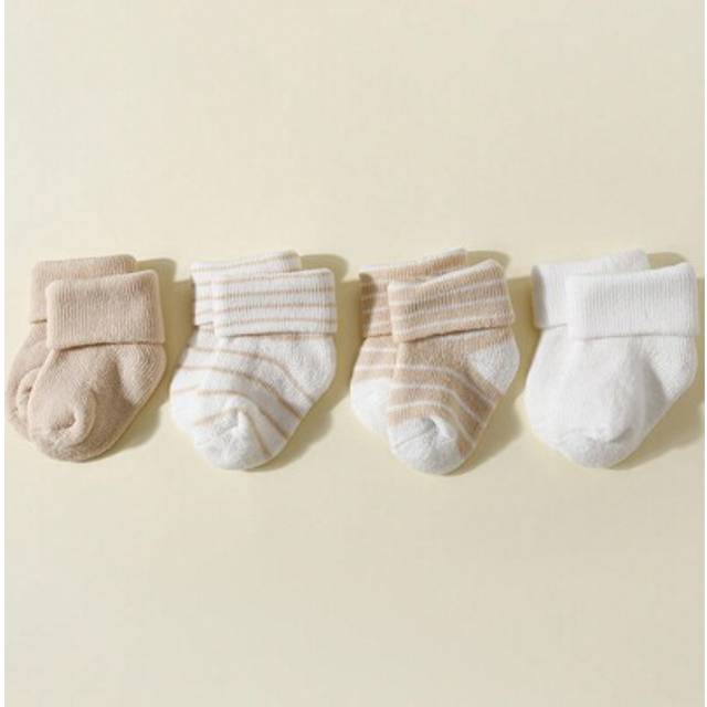 SHEIN 4 Pairs Baby Striped Contrast Color Short Socks, For Daily Wear