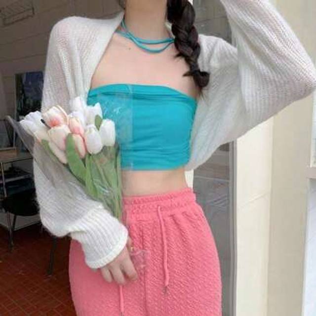 SHEIN Women&#39;s Open Front Bolero Shrug Long Sleeve Solid Color Sun Protection Knit Cropped Cardigan