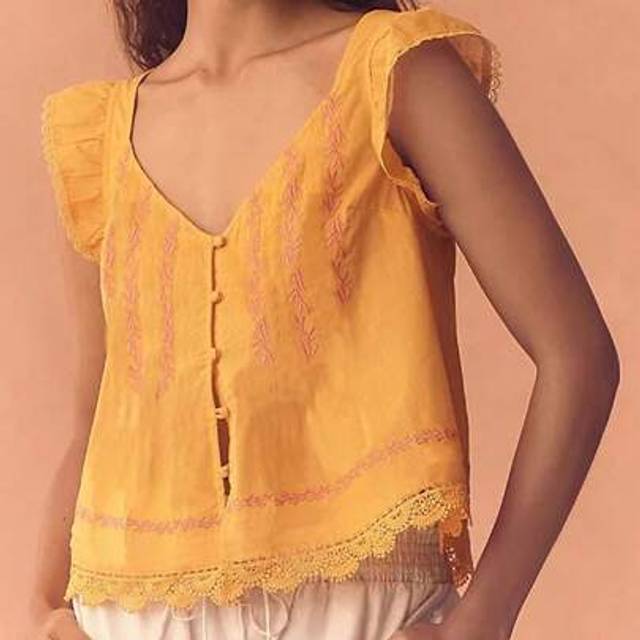 SHEIN Y2k Tie Front Tops Women Sleeveless FP  Going Out Free Crop Vest Cami Embroidery Slim Fit Embroidered People Cropped Tank Lace Backless