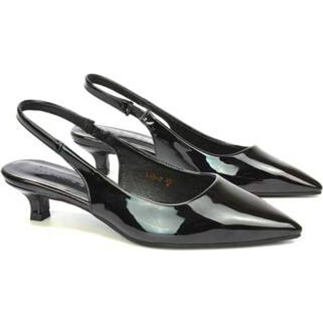 SHEIN Jenny Pointed Toe Low Kitten Heel Slingback Pumps Plain  Cute  Workwear Style  Gorgeous  Business  Nightclub Style   Party   Glamorous  PU Leather   C