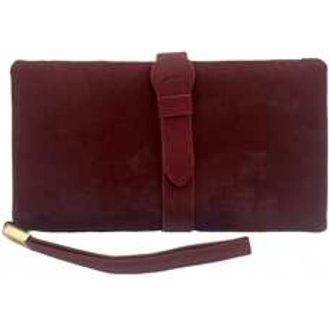 SHEIN Classic Burgundy Solid Color Zippered PU Clutch Bag, Simple Design With Buckle Decor, Large Capacity & Retro Fashion Style, Suitable For Fashionable I