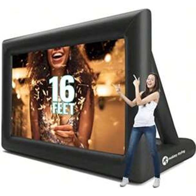 SHEIN Holiday Styling 16FT Inflatable Outdoor Projector Screen â 200&#34; Blow Up TV & Movie Screen W. Thick, Airtight Material For Portable Front/Rear Projec