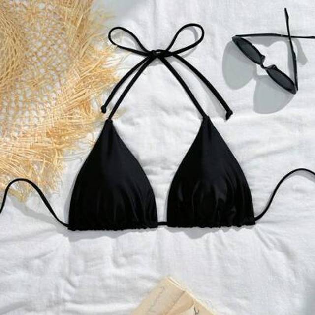 SHEIN Summer Beach Plus Ruched Halter Bikini Top