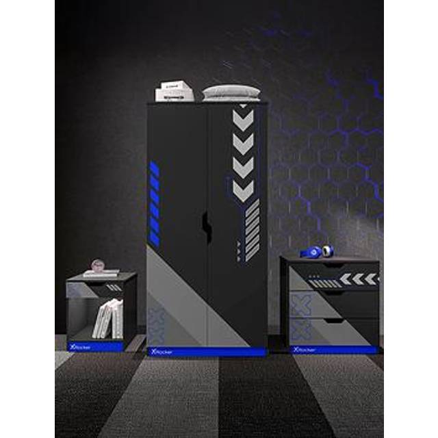 X Rocker Octane 3 Piece Furniture Set &Ndash; Bedside Table, Chest, And Wardrobe - Blue - One Colour