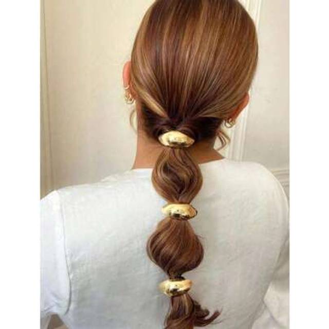 SHEIN 3pcs/ Elegant Metal Women&#39;s Geometric Hair Scrunchies, Luxury Style Ponytail Hair Tie Accessories, Minimalist Chic Fashion Hair Decor For Daily Casual