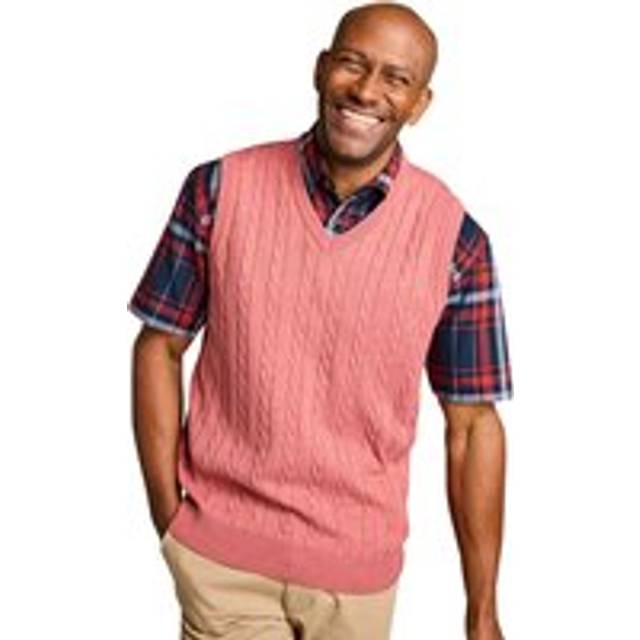 Elegant Cable Knit Slipover Premium Yarn Ribbed Hem and Cuffs Classic - Pink - XXL
