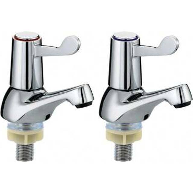 SHEIN 1 Pair BATHROOM HOT & COLD FAUCET SET LEVER BASIN SINK TAPS 1/4 TURN CHROME