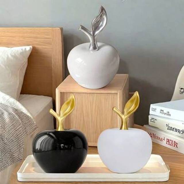 SHEIN 1pc Simple Apple Shaped Desktop Centerpiece White Creative Bohemian Style Crafts Suitable For Friends Gifts/Desktop Office Home Decor Birthday Graduat