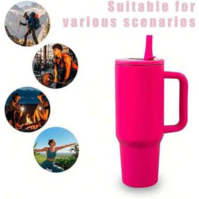 SHEIN A 40-Ounce Double-Layer Vacuum 304 Stainless Steel Insulated Water Bottle, With A Straw And Handle, Can Keep Warm For 12 Hours Or Cold For 24 Hours. I