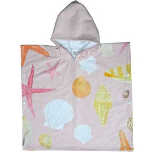 SHEIN Quick-Dry Hooded Beach Towel For Young Girl, Featuring Cute Sea Life Design - Soft, Absorbent Bath Towel Suitable For 3-12 Years Old Boys And Girls, P