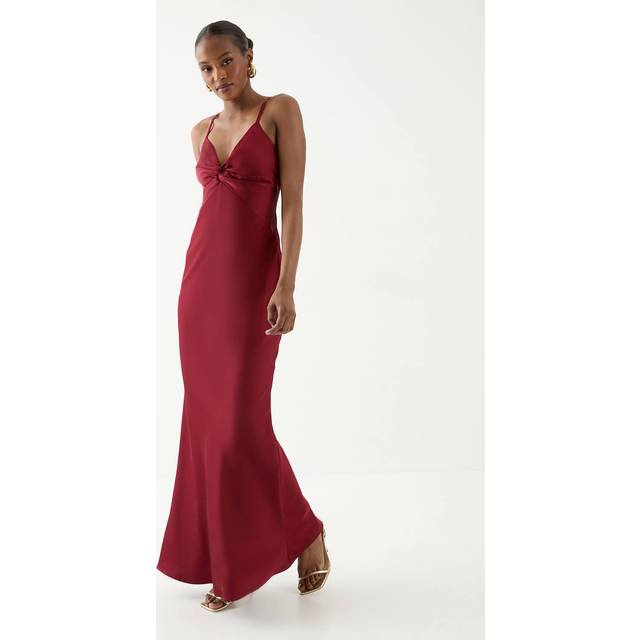 Knot Detail Strappy Bridesmaid Dress - Red - 10