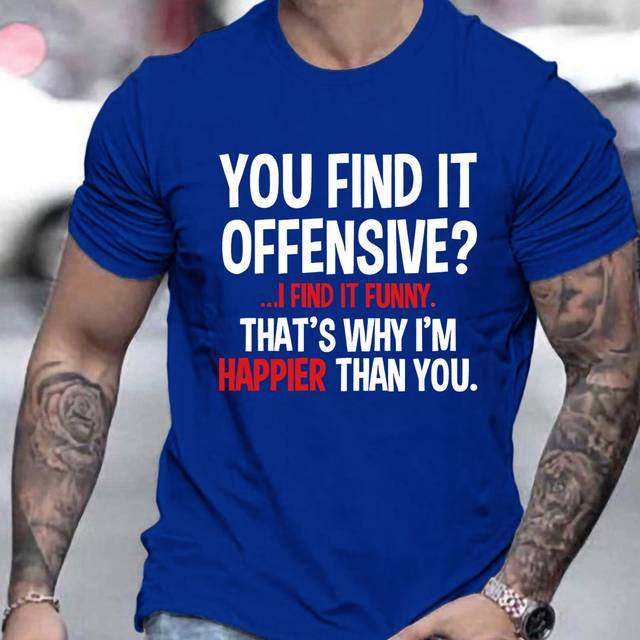 TEMU Men's Casual Graphic T-shirt With Sarcastic Quote Print - Vibrant Orange Humorous Text Tee, Regular Fit Summer Essential, Machine Washable, Classic Round Neck, Clothing, Nontransparent Fabric